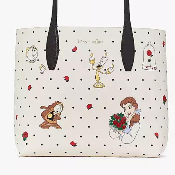 Kate Spade X Disney Beauty and The Beast Small Leather Reversible Tote Handbag - Picture 4 of 14